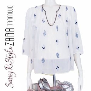 Zara Trafaluc | Embellished & Embroidered Top